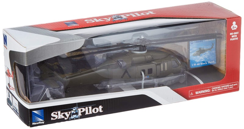 NewRay New-Ray Sky Pilot UH-60 Black Hawk Diecast Helicopter Replica 1:60 Scale (25563A) - Image 3